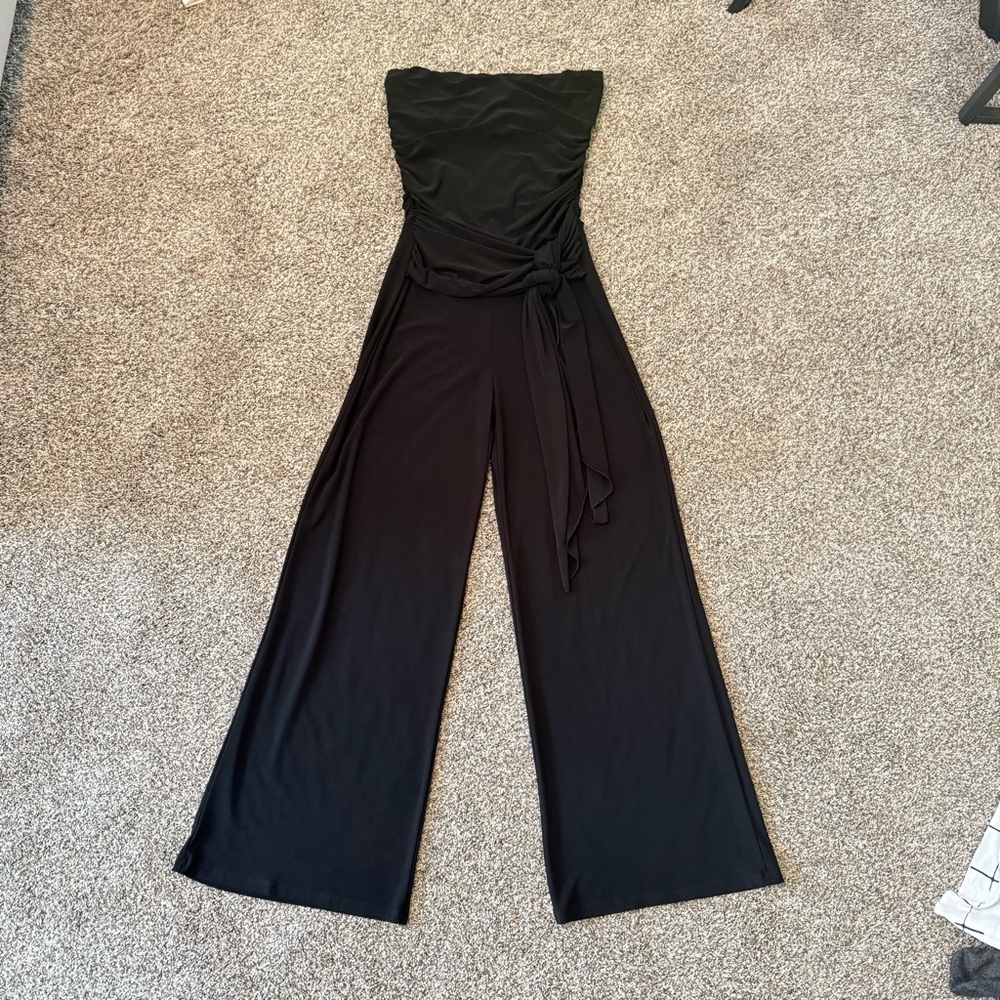 White House Black Market Strapless Black Jumpsuit